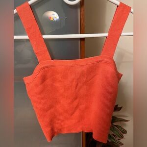 Women's Coral Ribbed Crop Top